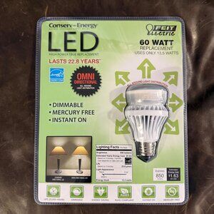 Feit Electric 60W LED Light Bulb Omni Directional Dimmable Mercury-Free & Energy